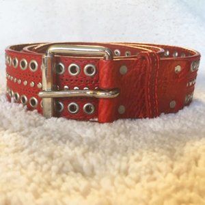 RED LEATHER GLAM ROCK BELT-40"w